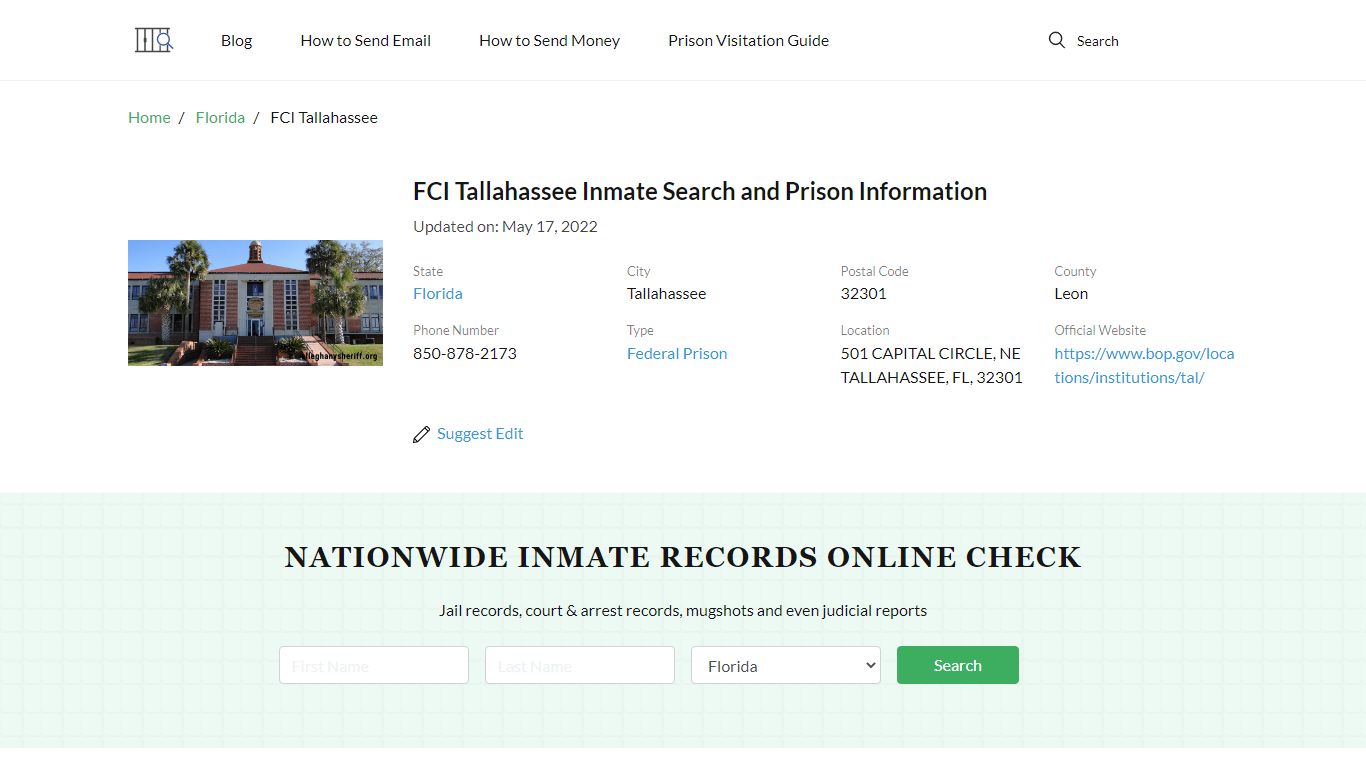 FCI Tallahassee Inmate Search, Visitation, Phone no ...